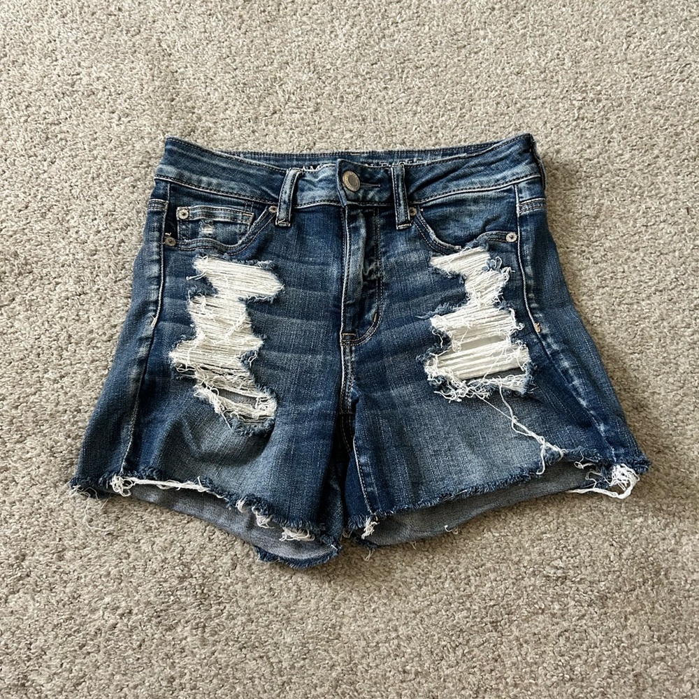 American Eagle hi rise‎ shortie Jean shorts size 4